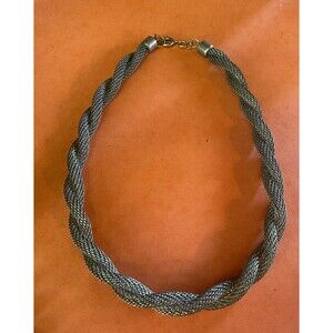 Women’s Necklace Silver Tone Rope Chain Choker 16” Goth Snake Statement